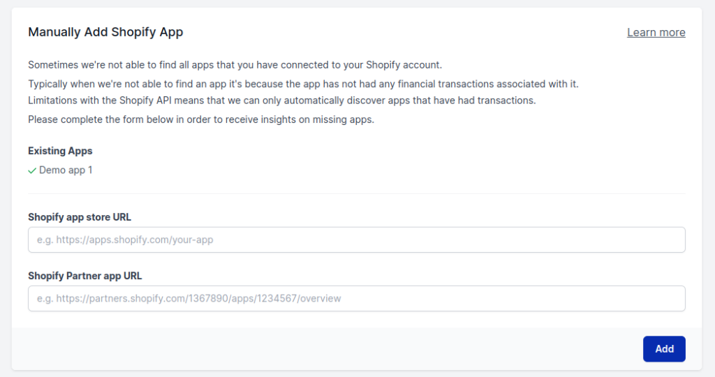 Screenshot of form where to enter your apps details