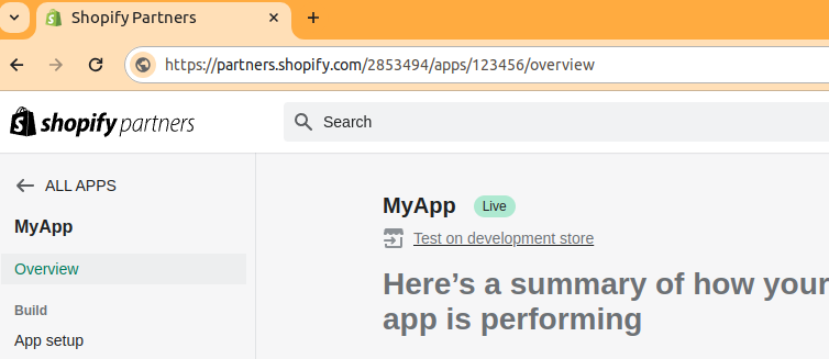 Screenshot showing where to get your app url
