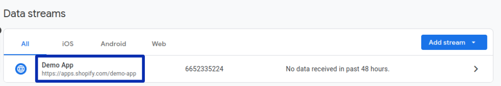Semo app link in Data Streams lit